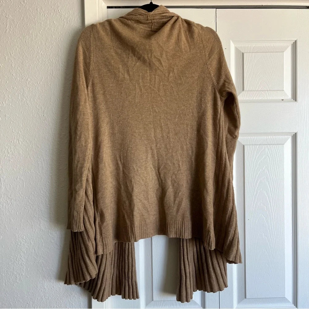 Charter Club 100% Cashmere Ribbed Draped Front Tan Cardigan Sweater Large